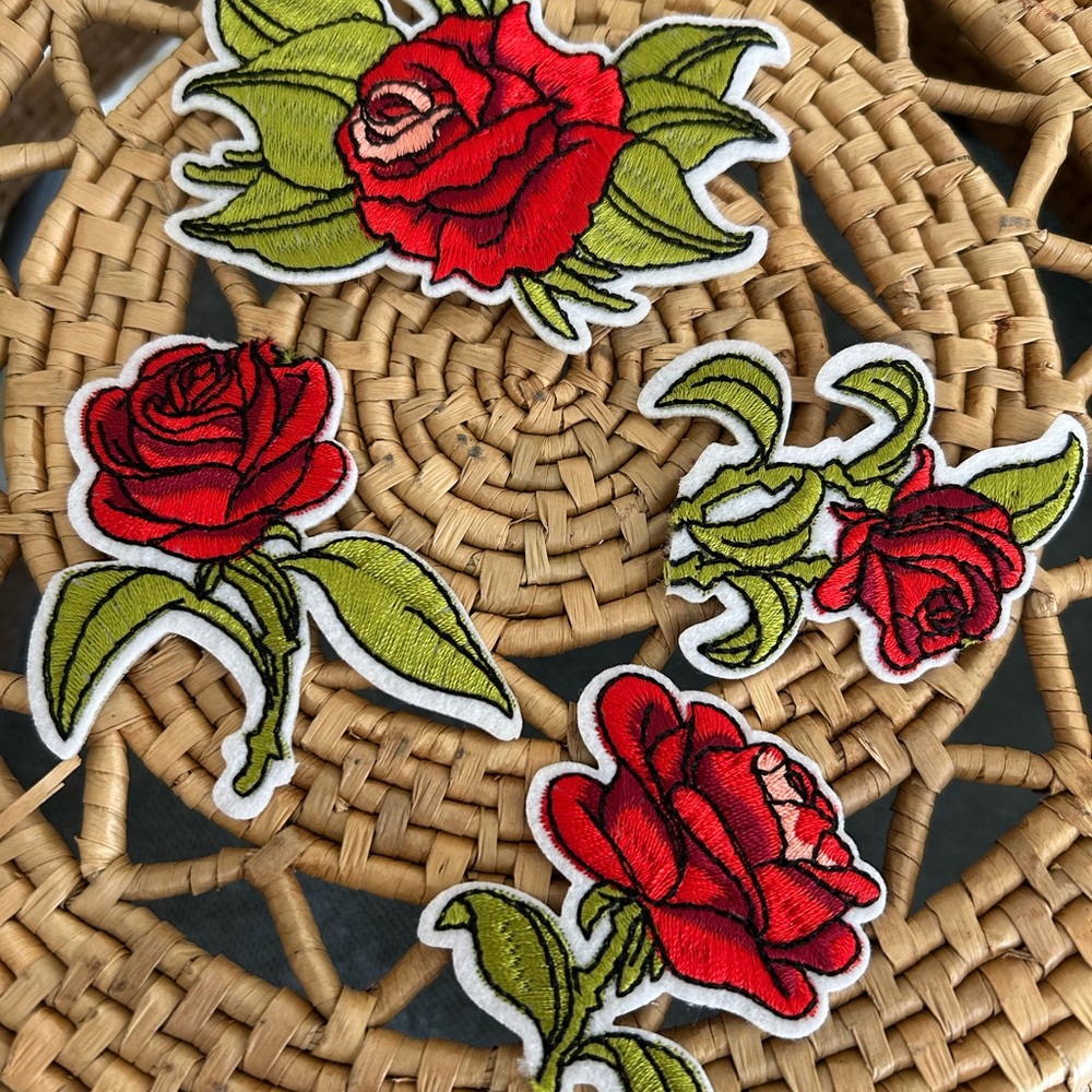 Embroidered Red Rose iron on Patches